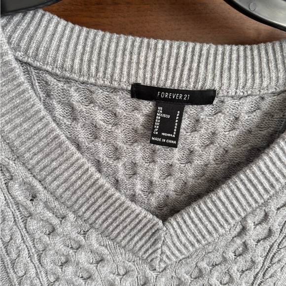 Forever 21 Light Gray V-Neck Sweater with Side Ties - Picture 3 of 4